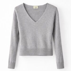 Wilfred Aritzia Gray V Neck Sweater XS Minimalist Soft Knit Clean Girl Capsule